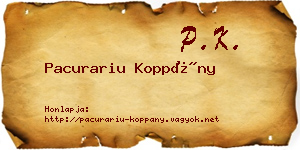 Pacurariu Koppány névjegykártya